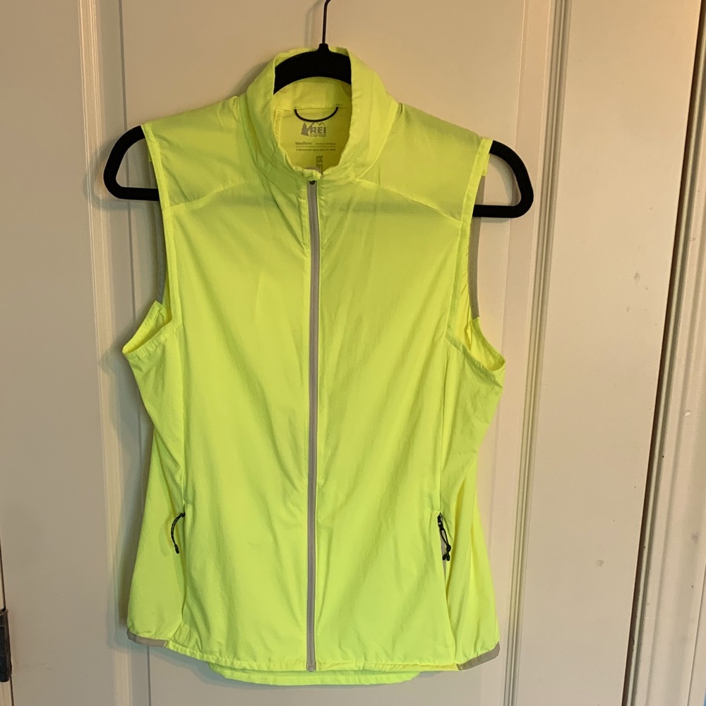 REI cycling vest—bright yellow